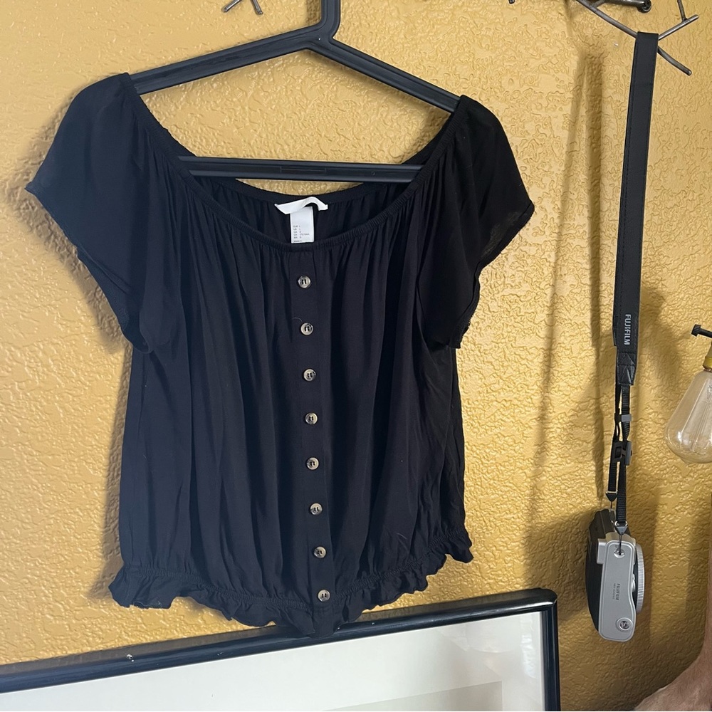 Black off shoulder top